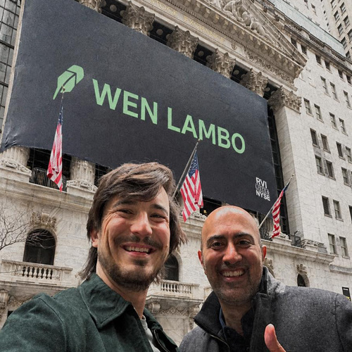 Wen Lambo banner at the NYSE
